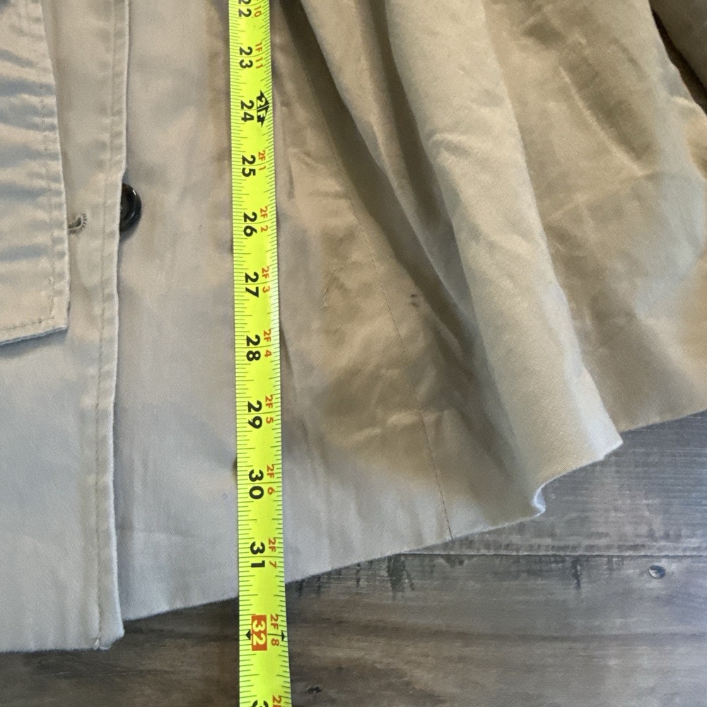 Divided Double Breasted Flared Trench Coat Sz 12 Preppy Trendy - Picture 4 of 9